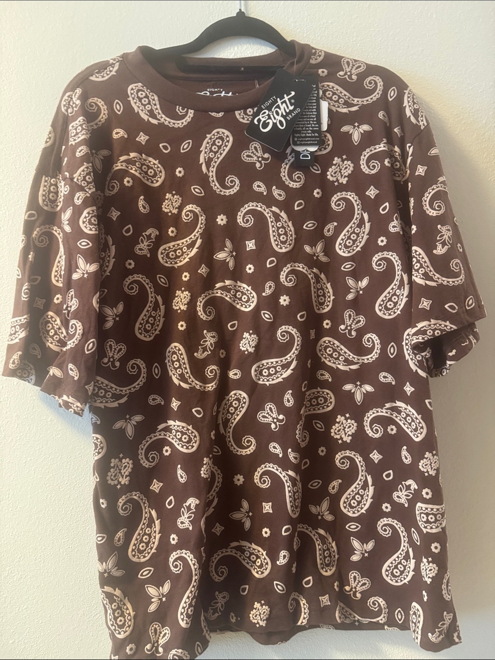 Eighty Eight Brown Paisley Crewneck Short Sleeve Tee